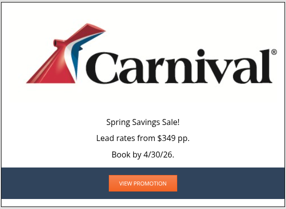 Current cruise promotion - Carnival