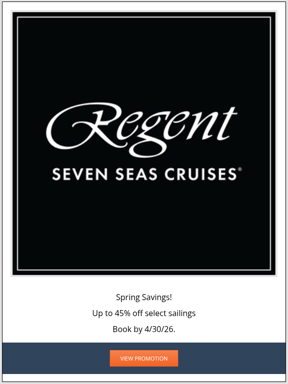 Current cruise promotion - Regent