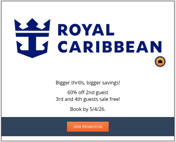 Current cruise promotion - Royal Caribbean